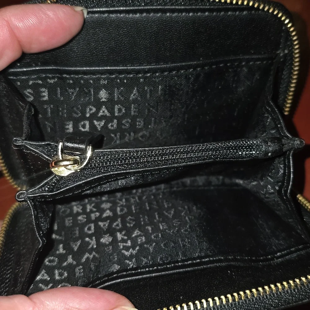 Kate Spade Black Leather Wallet with Gold Accents